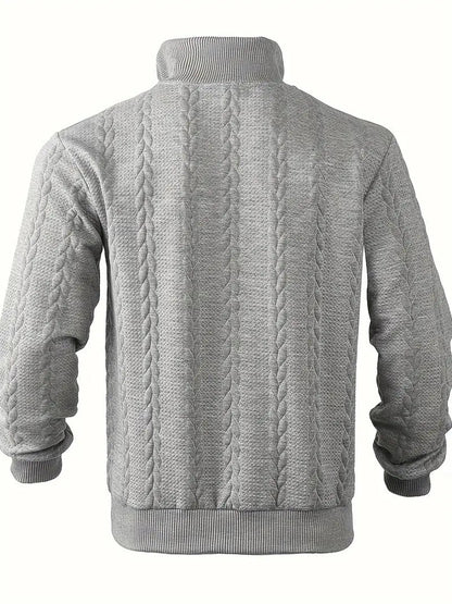 Men's Brit & Boho | Casual Jacquard Quarter-Zip Jumper