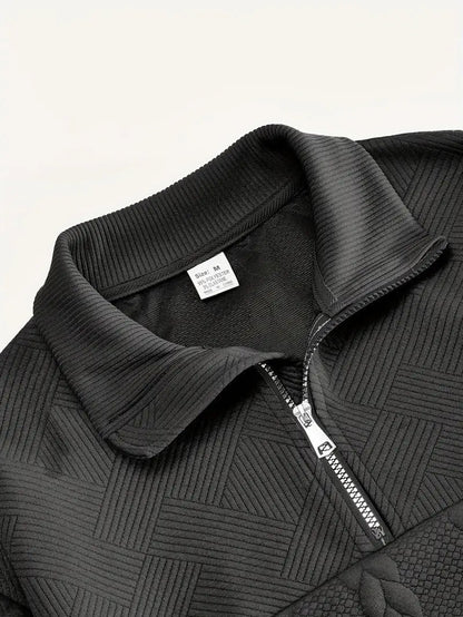 Men's Brit & Boho | Casual Jacquard Quarter-Zip Jumper