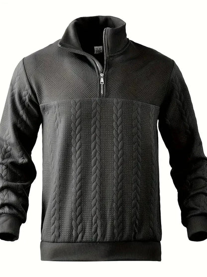 Men's Brit & Boho | Casual Jacquard Quarter-Zip Jumper
