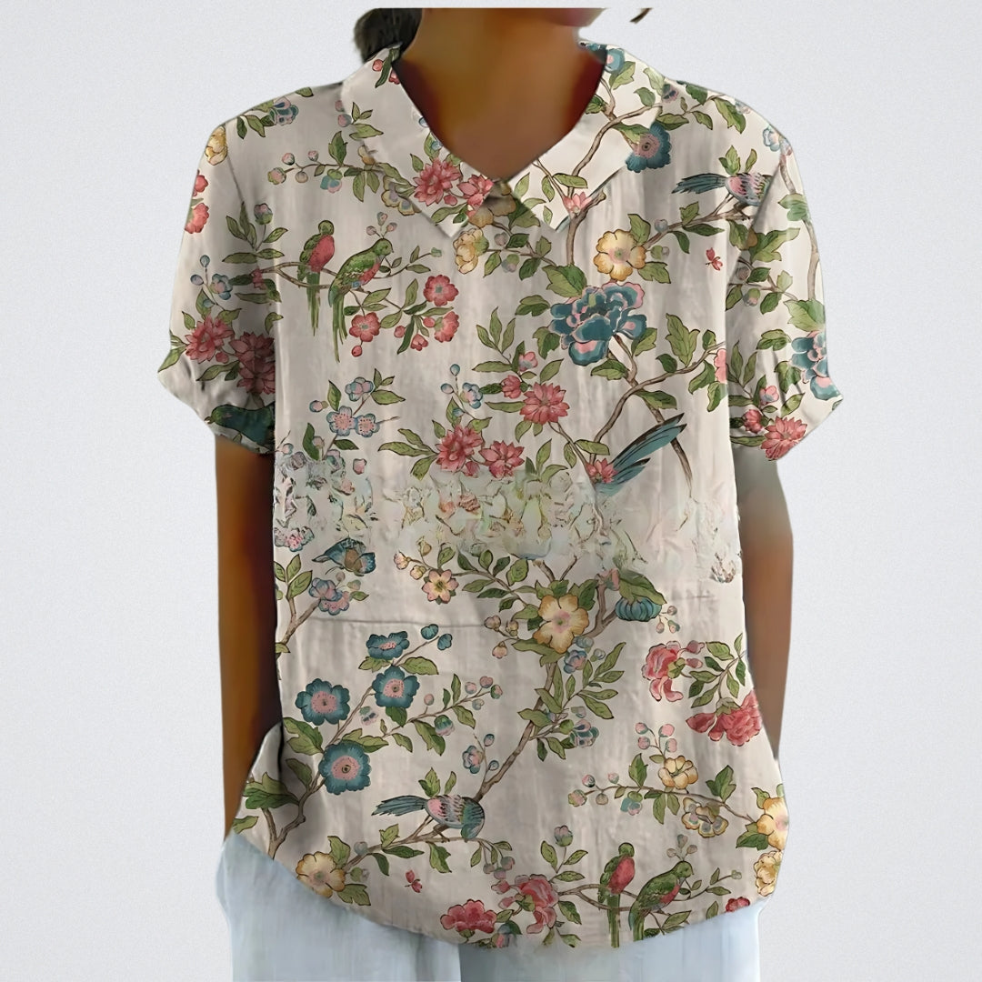 Lina | Women's Stylish Floral Blouse with Short Sleeve