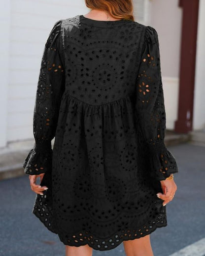 Aimee | Women's Floral Casual Mini Dress with Cut-Out and Smocking
