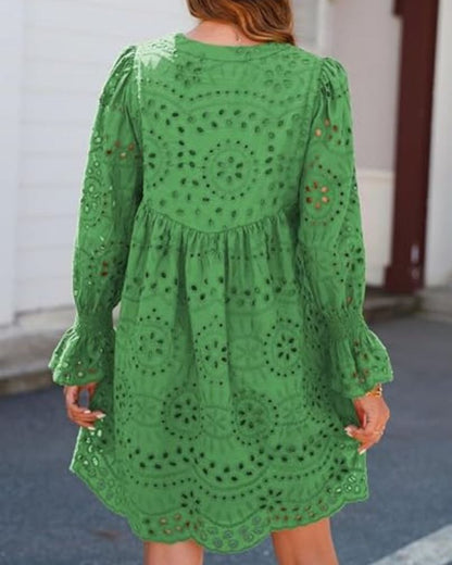 Aimee | Women's Floral Casual Mini Dress with Cut-Out and Smocking