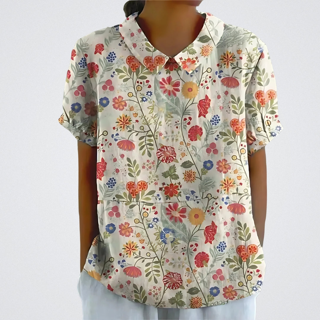 Lina | Women's Stylish Floral Blouse with Short Sleeve