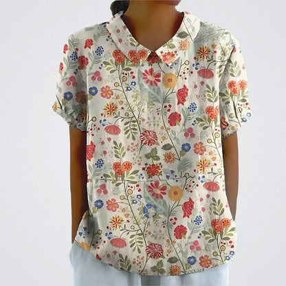 Lina | Women's Stylish Floral Blouse with Short Sleeve