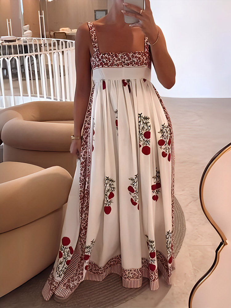 Pink | Women's Elegant Maxi Dress with Square Neck