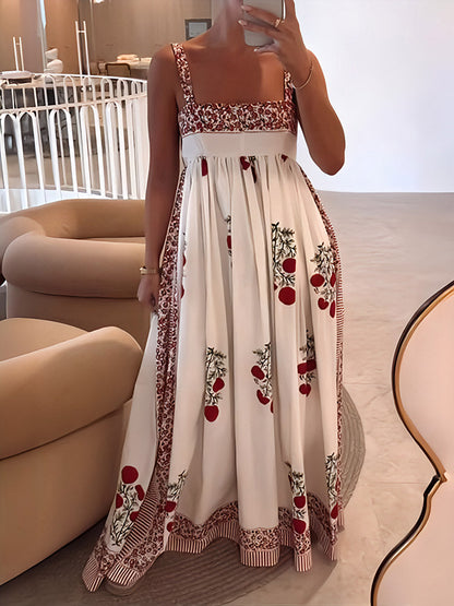 Pink | Women's Elegant Maxi Dress with Square Neck