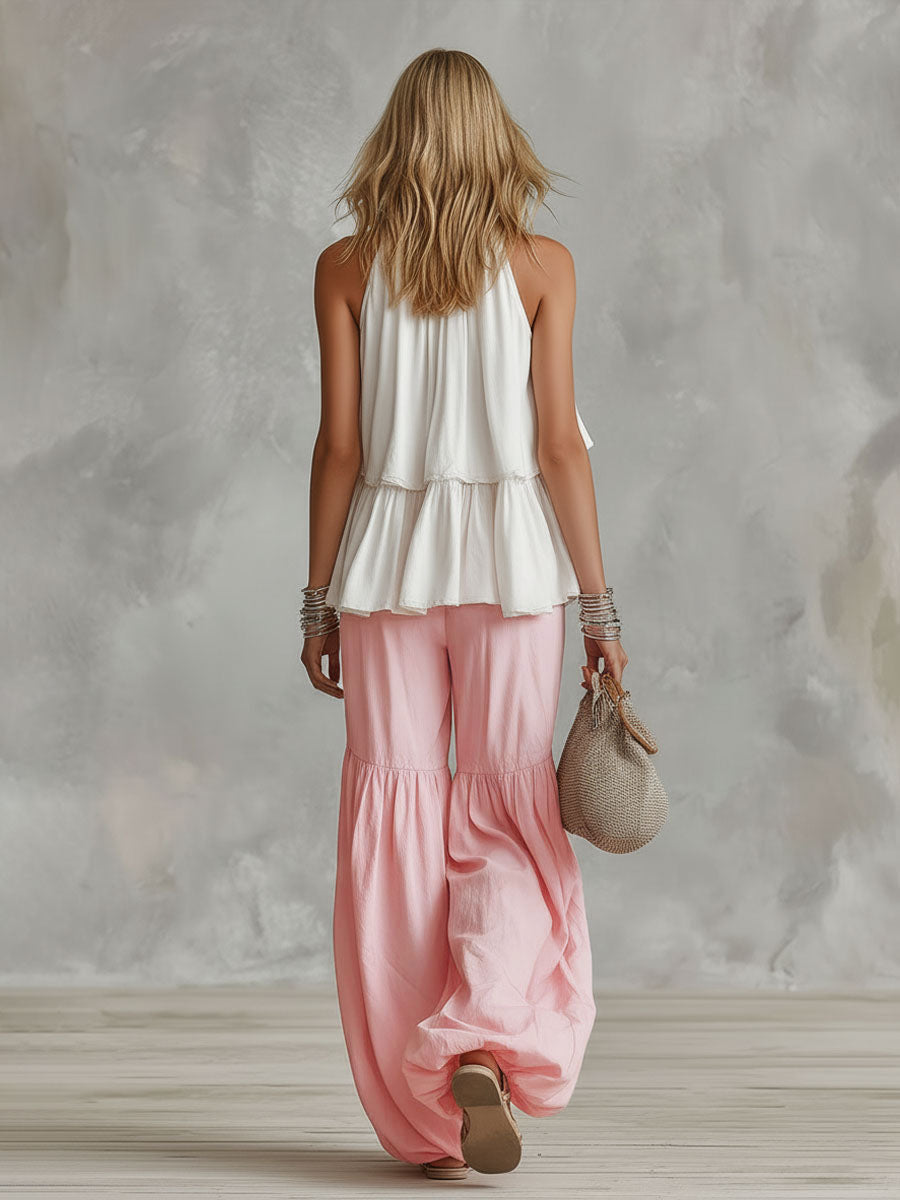 Women's Sleeveless Turtleneck Top and Trouser Set