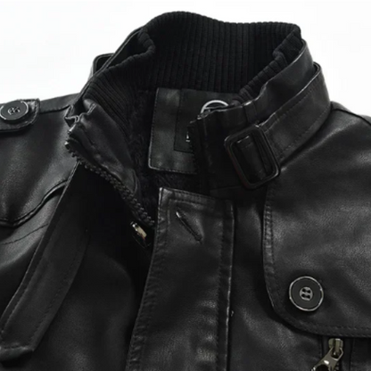 Men's Elegant Long Biker Jacket with Long Sleeve