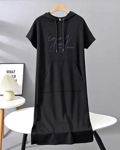 Bridget | Women's Longline Casual Hoodie Midi Dress with Drawstring