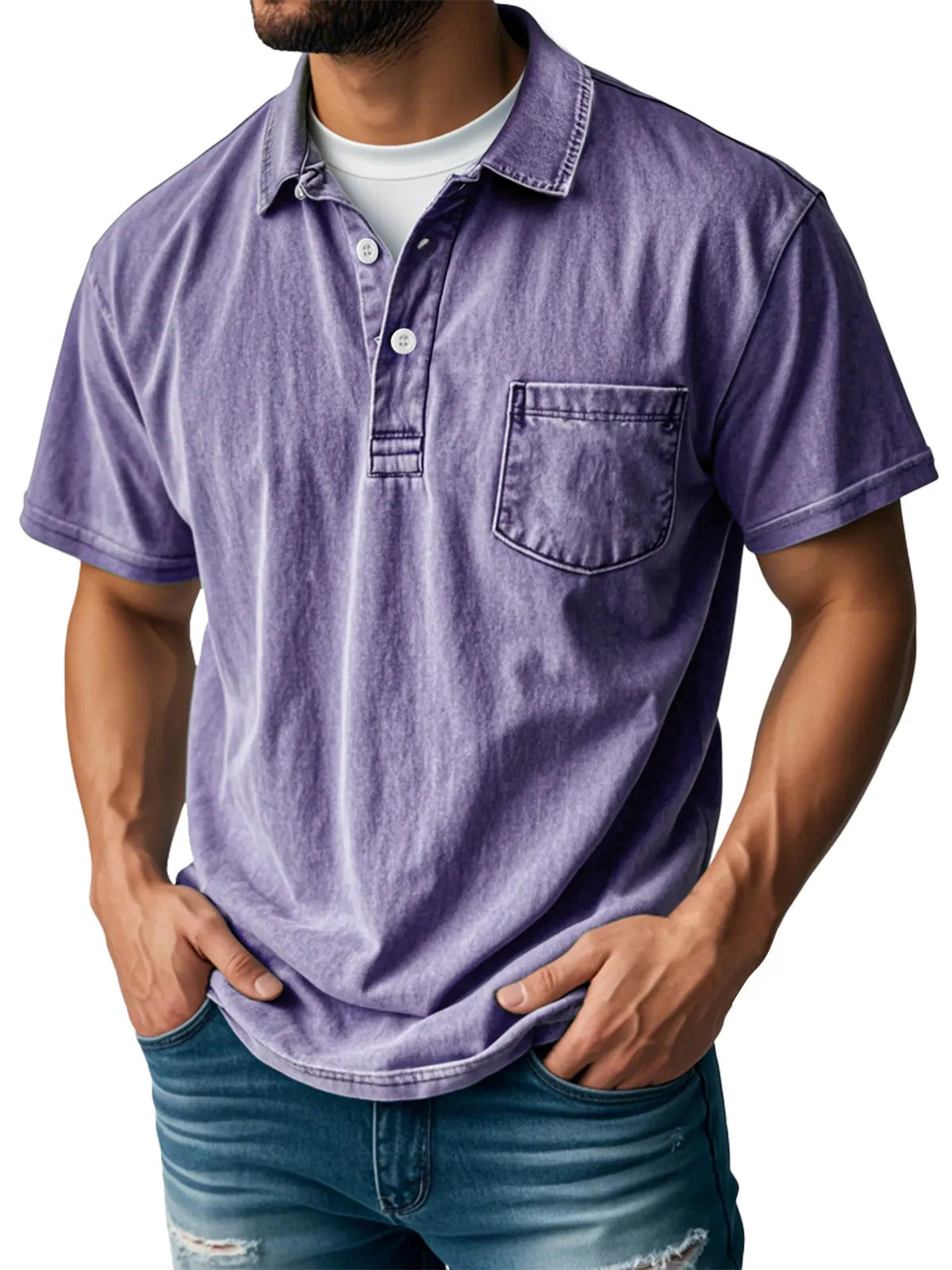 Sebastien | Men's Relaxed Casual Vintage Polo Shirt
