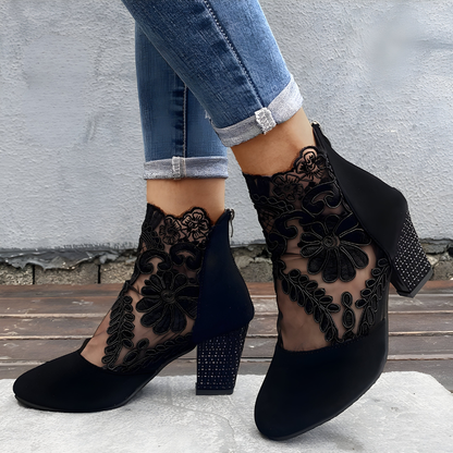 Norenne | Women's Cushioned Zip Chic Breathable Orthopedic Heels with Arch Support