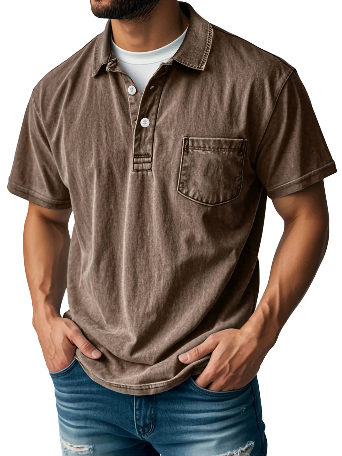 Sebastien | Men's Relaxed Casual Vintage Polo Shirt