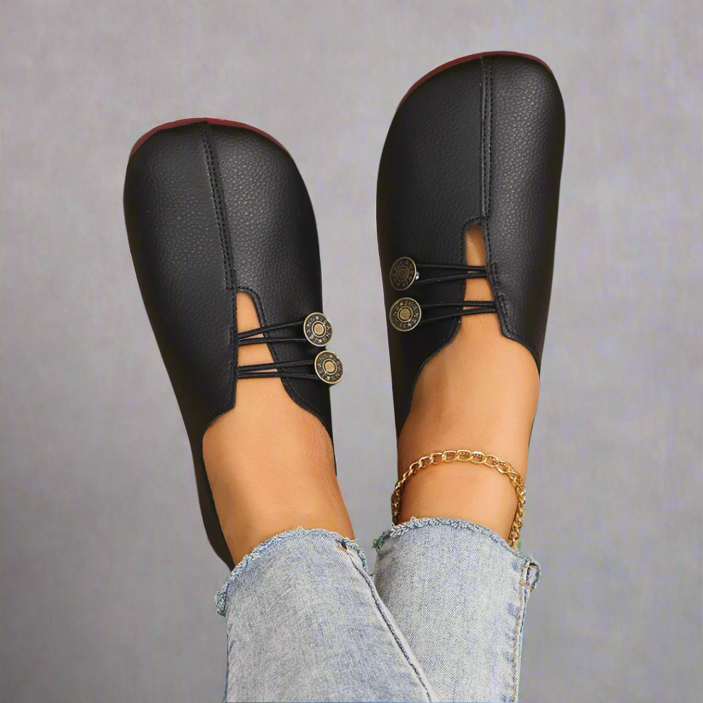 Kreszentia | Women's Cushioned Lace-Up Cozy Button Slip-On Shoes