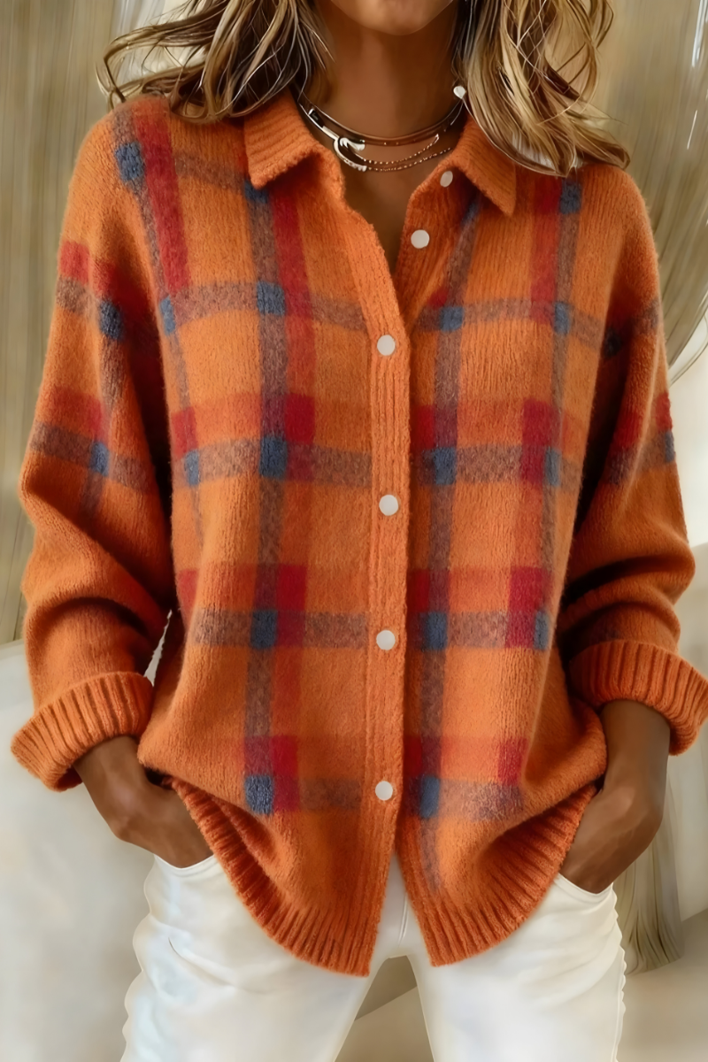 Tesa | Women's Relaxed Cozy Plaid Cardigan