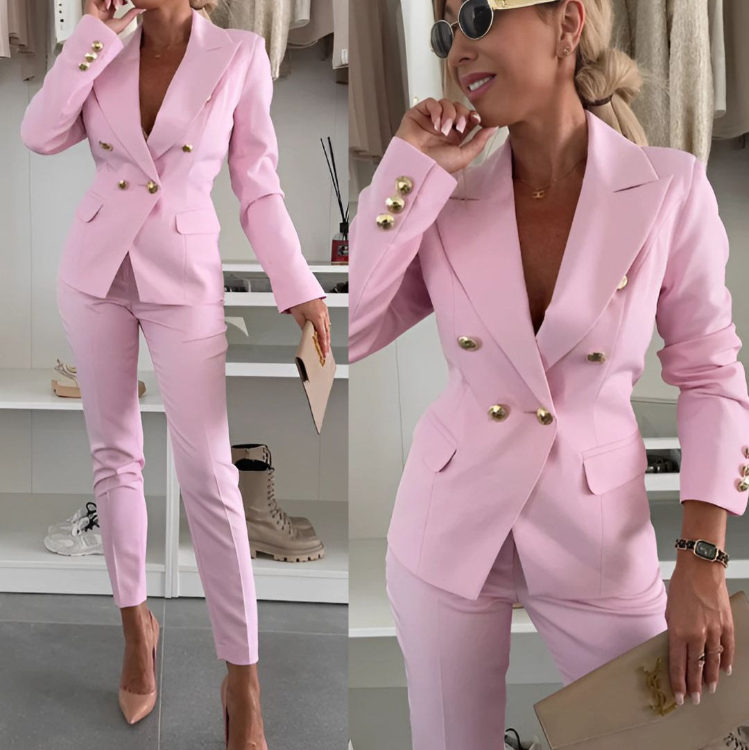 Lily | Women's Double-Breasted Suit Set with Long Sleeve