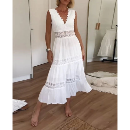 Stella | Women's Comfy V-Neck Tank Midi Dress