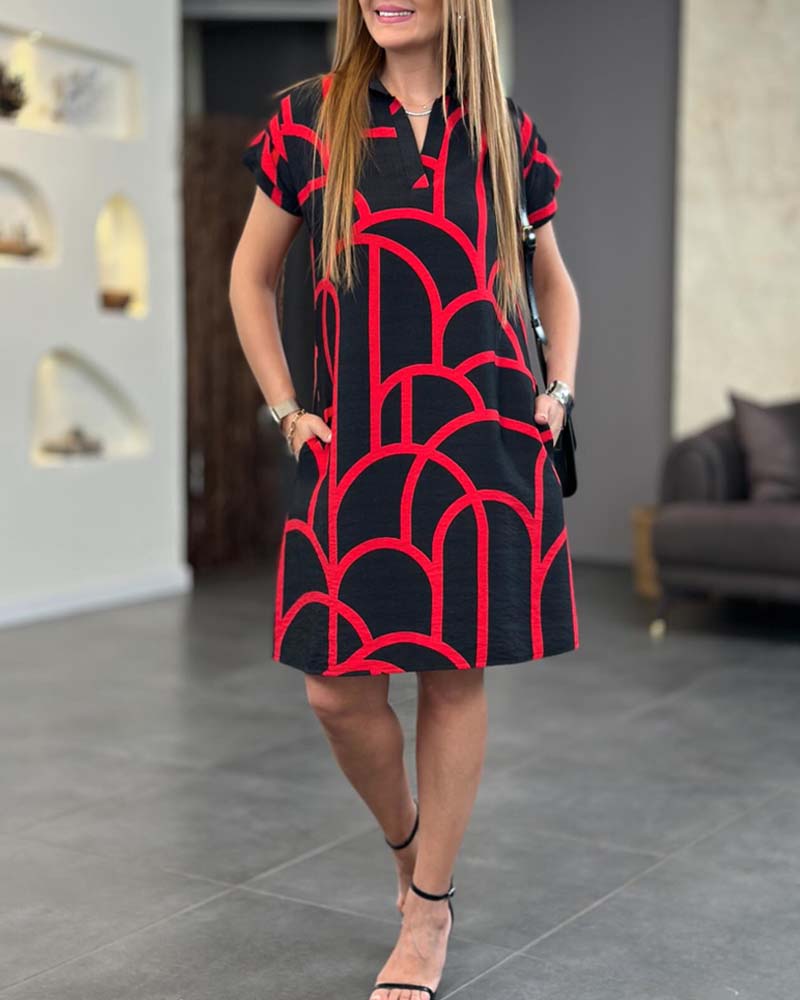 Ellanore | Women's Relaxed Geometric Print Polo Dress