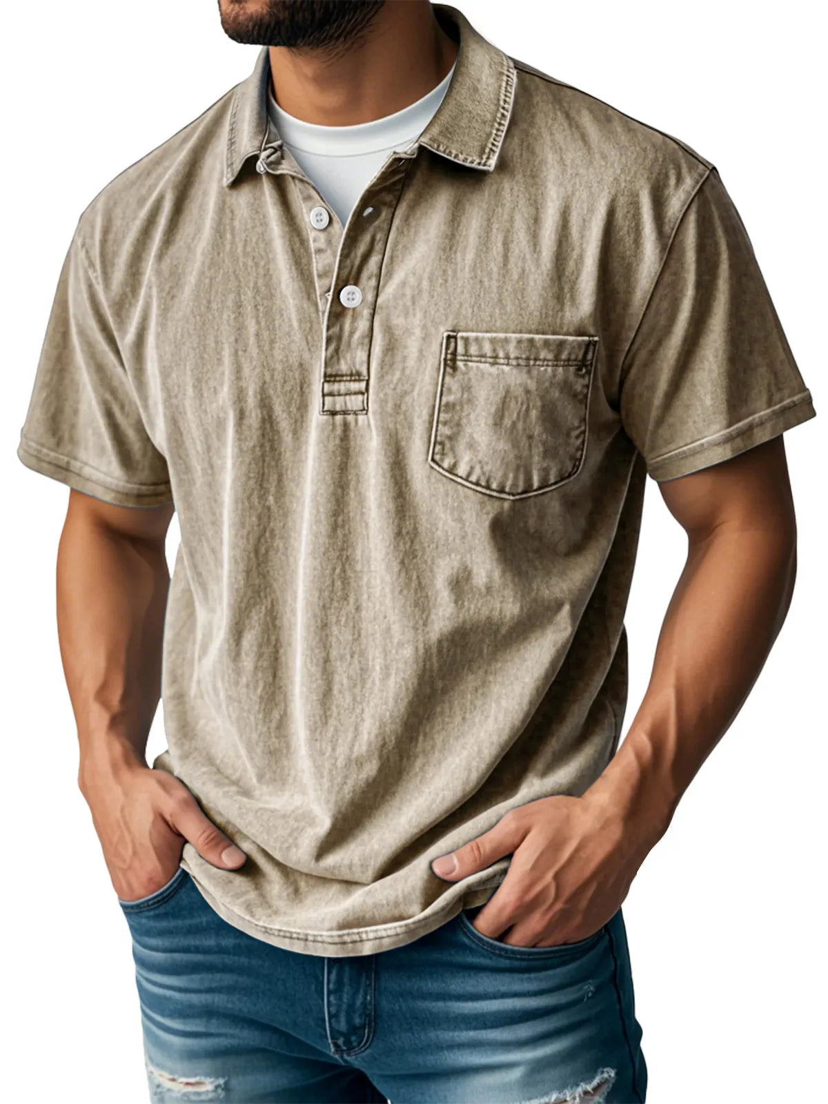 Sebastien | Men's Relaxed Casual Vintage Polo Shirt