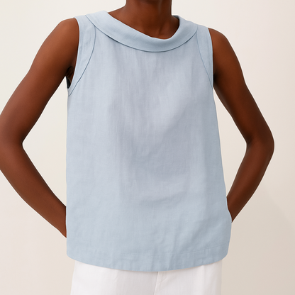 Maria | Women's Longline Stylish Sleeveless Top with Elegant Roll Collar