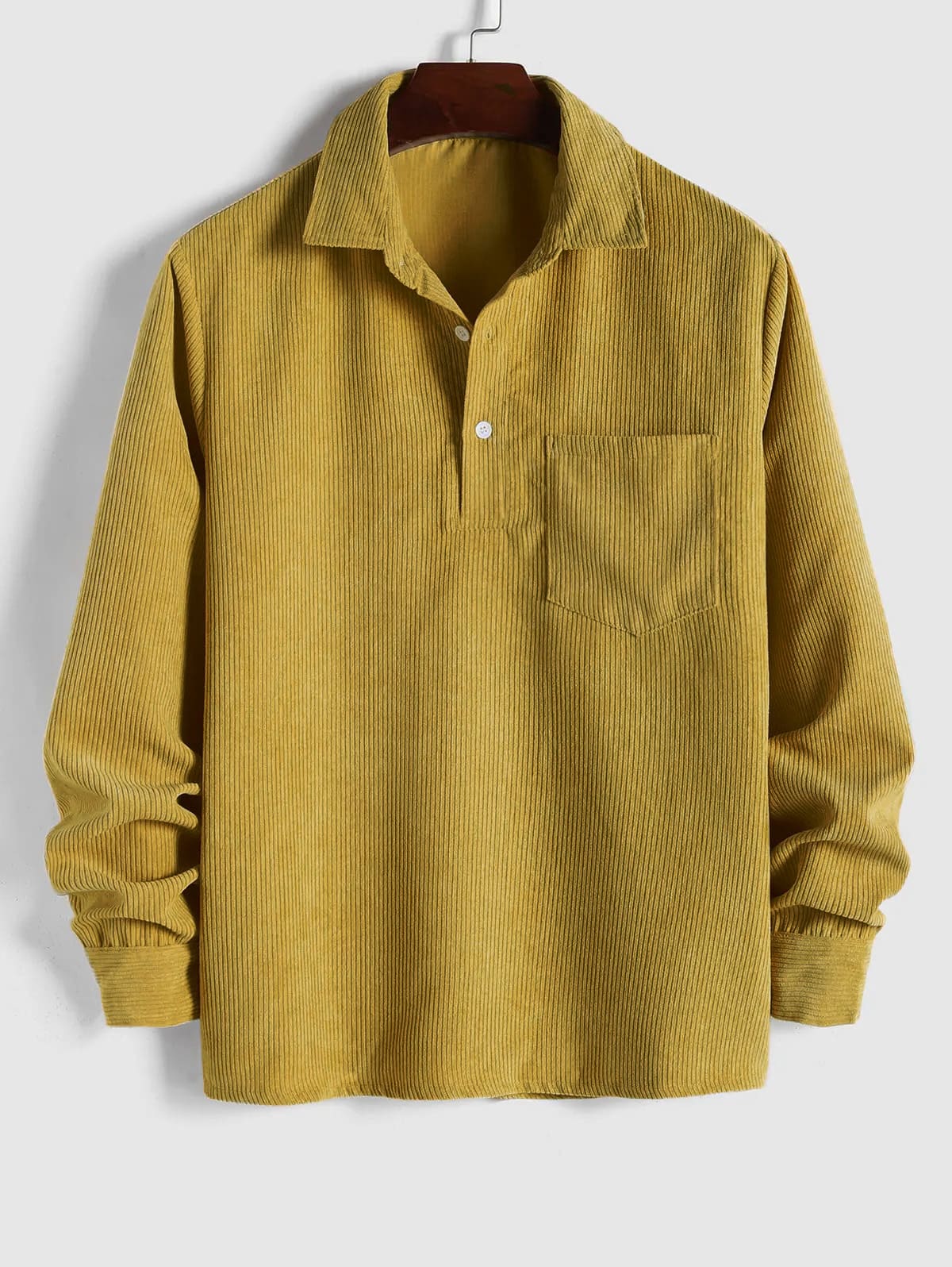 Men's Long Sleeve Shirt with Half Button Placket