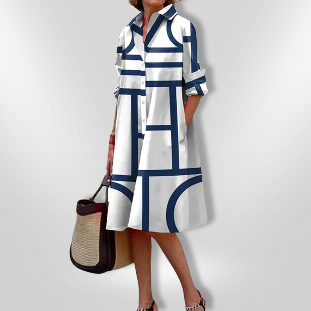 Helena | Women's Timeless Geometric Patterned Midi Dress