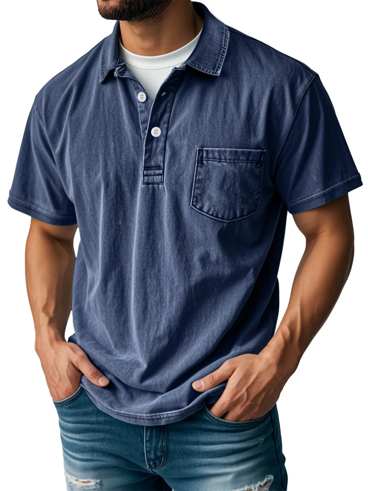 Sebastien | Men's Relaxed Casual Vintage Polo Shirt