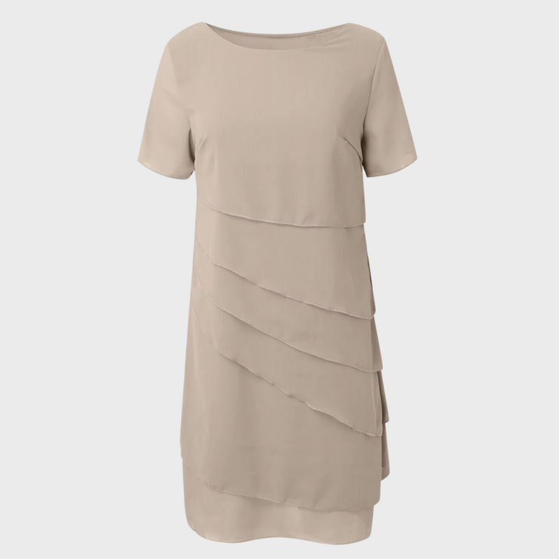 Elara | Women's Layered Midi Dress with Short Sleeve