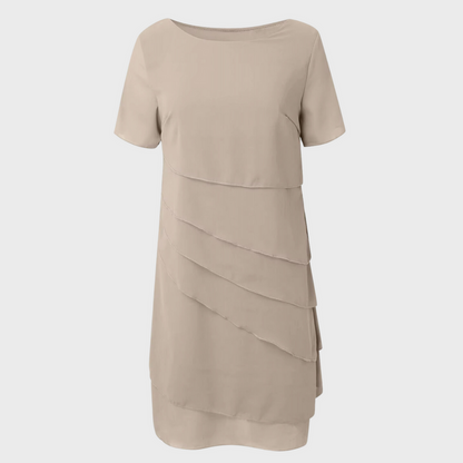 Elara | Women's Layered Midi Dress with Short Sleeve