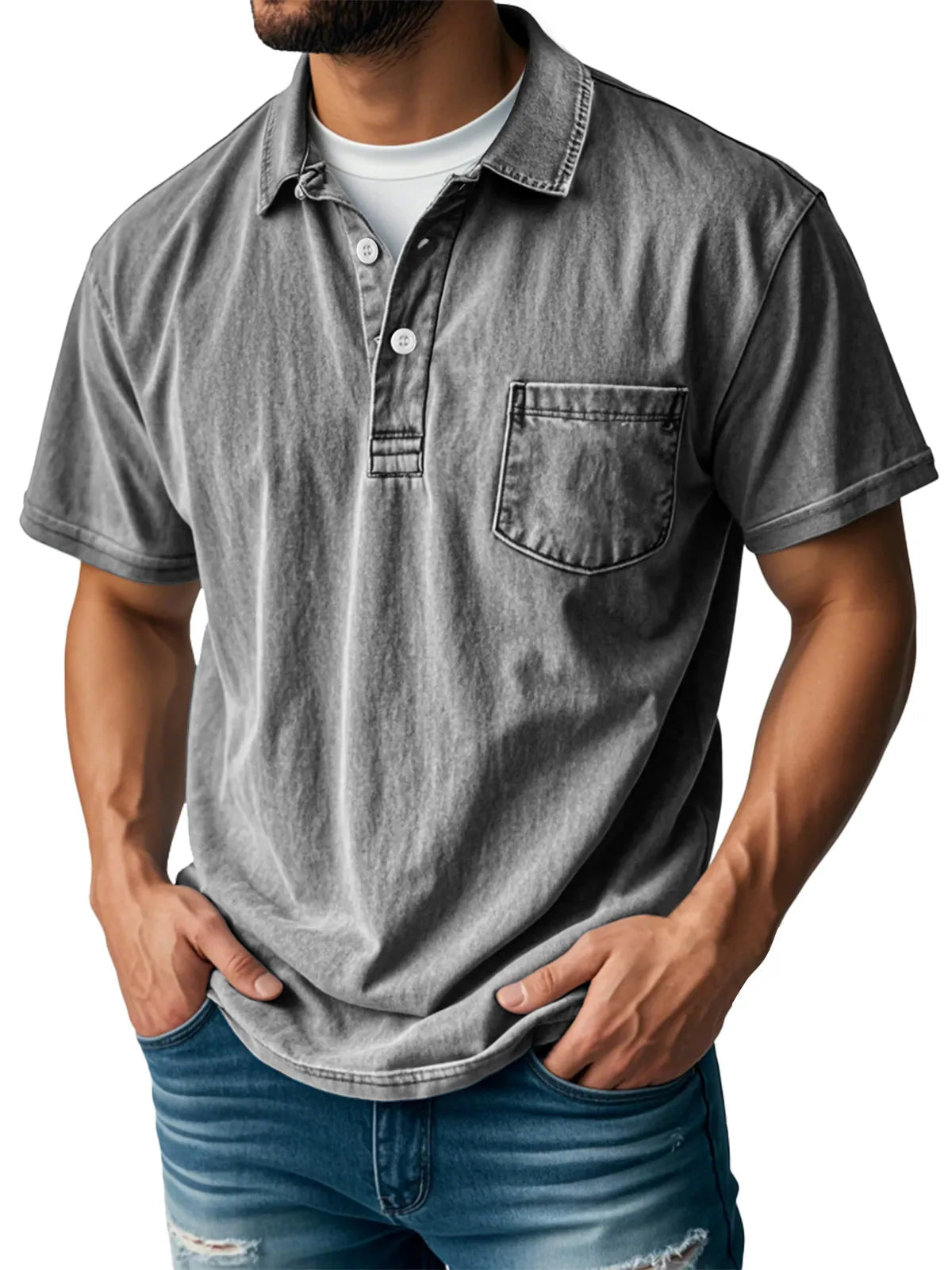 Sebastien | Men's Relaxed Casual Vintage Polo Shirt