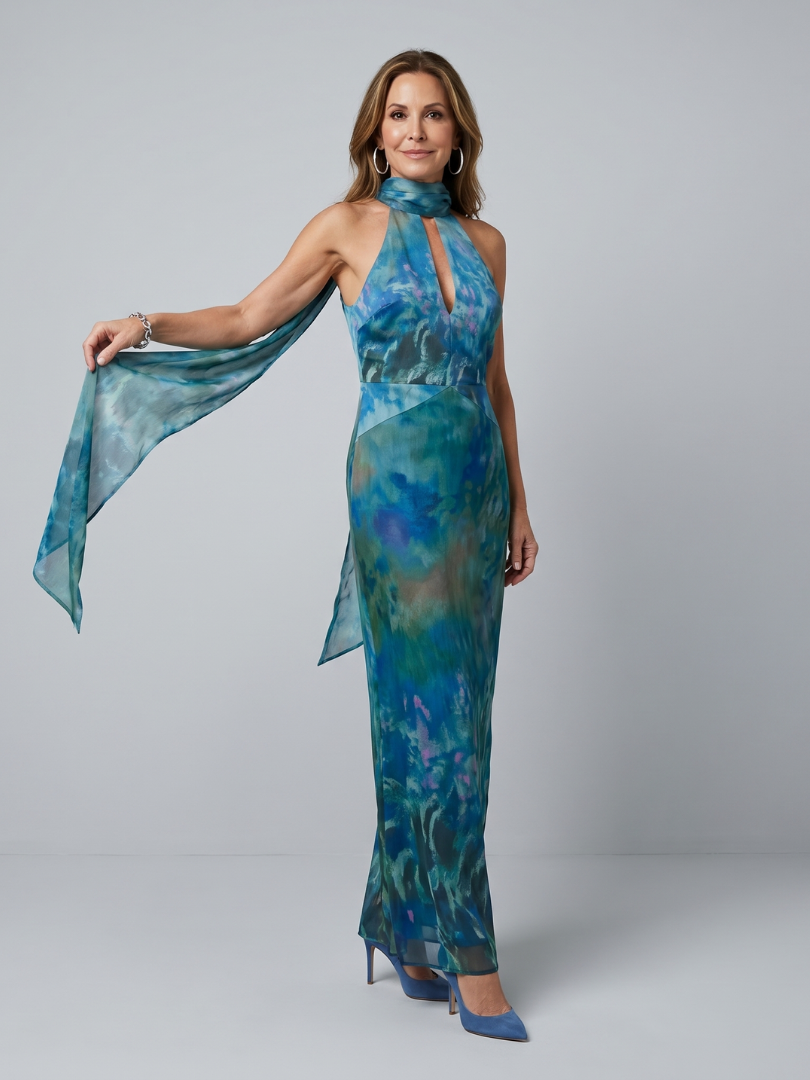 Juniper | Women's Keyhole Halter Sleeveless Maxi Dress