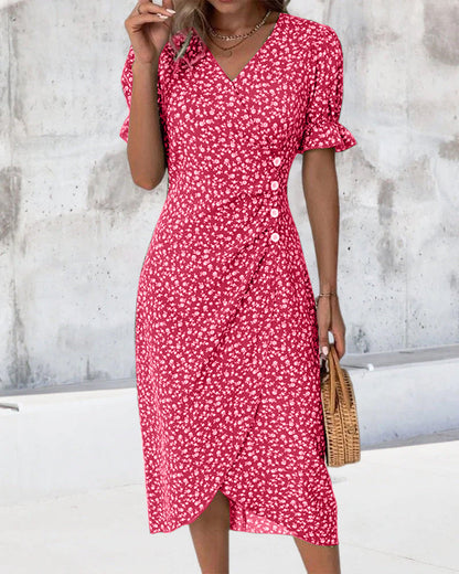 Ellaine | Women's Floral Tummy Covering Summer Midi Dress