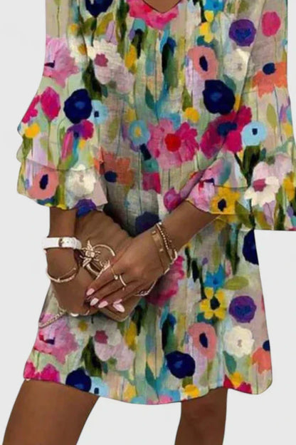 Mia | Women's Floral Chic Mini Dress with V-Neck