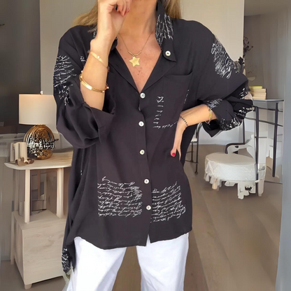 Carla | Women's Longline Handwritten Button-Up Shirt