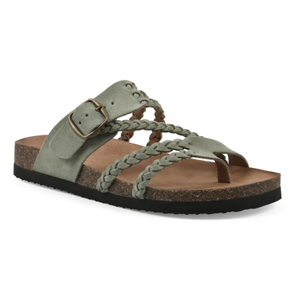Women's Cushioned Open-Toe Hayleigh Cork Braided Sandals
