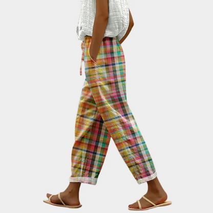 Michelle | Women's Comfortable Checkered Trousers