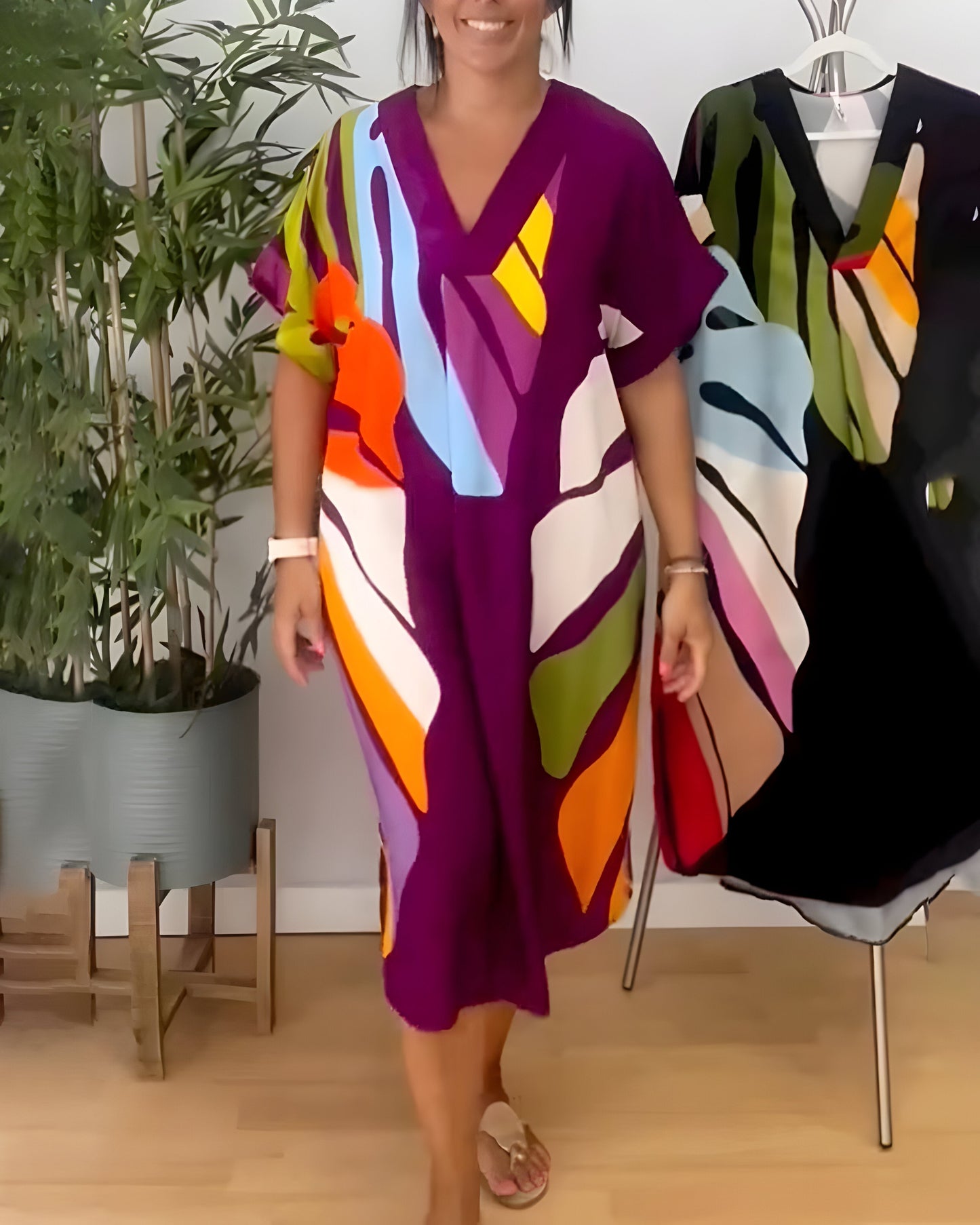 Rianna | Women's Abstract Print Dress with V-Neck