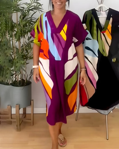 Rianna | Women's Abstract Print Dress with V-Neck