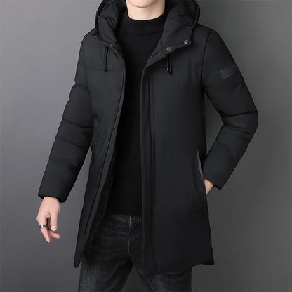 Elegant Long Men's Jacket with Long Sleeve