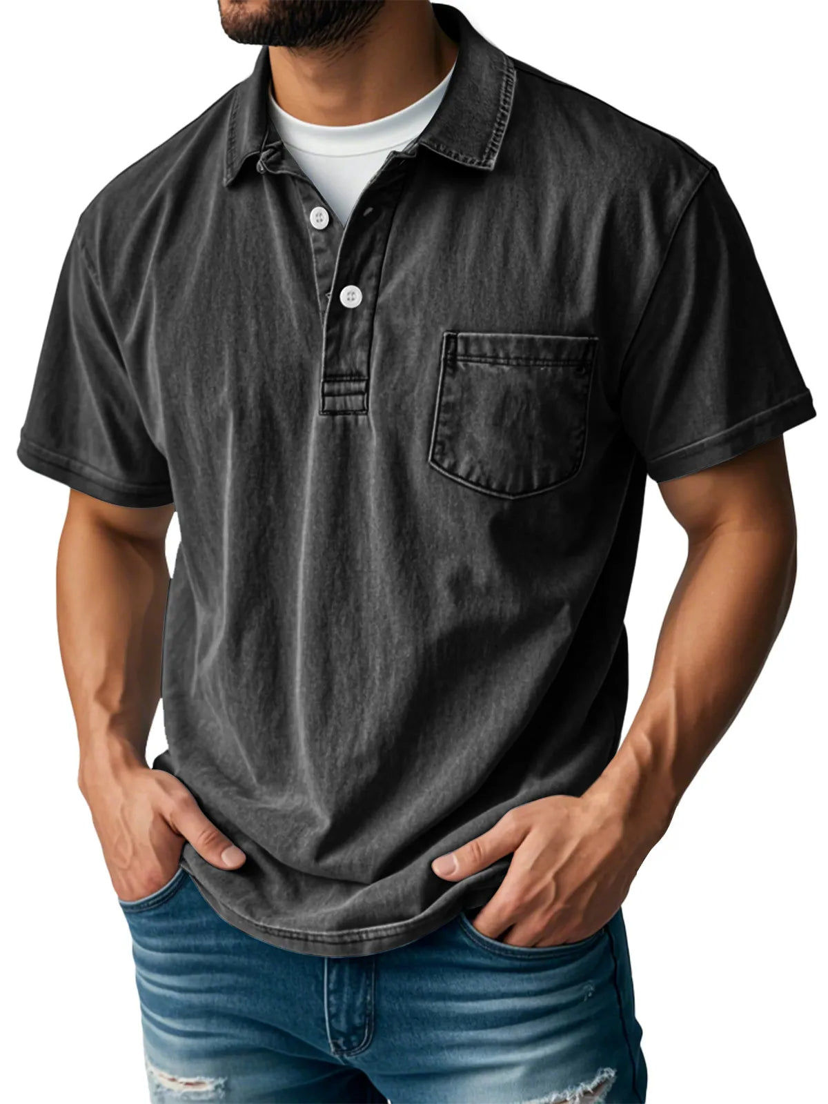 Sebastien | Men's Relaxed Casual Vintage Polo Shirt