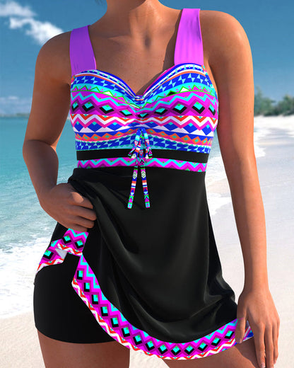 Eliza | Women's Swimsuit with Lace-Up Closure and Striped Pattern