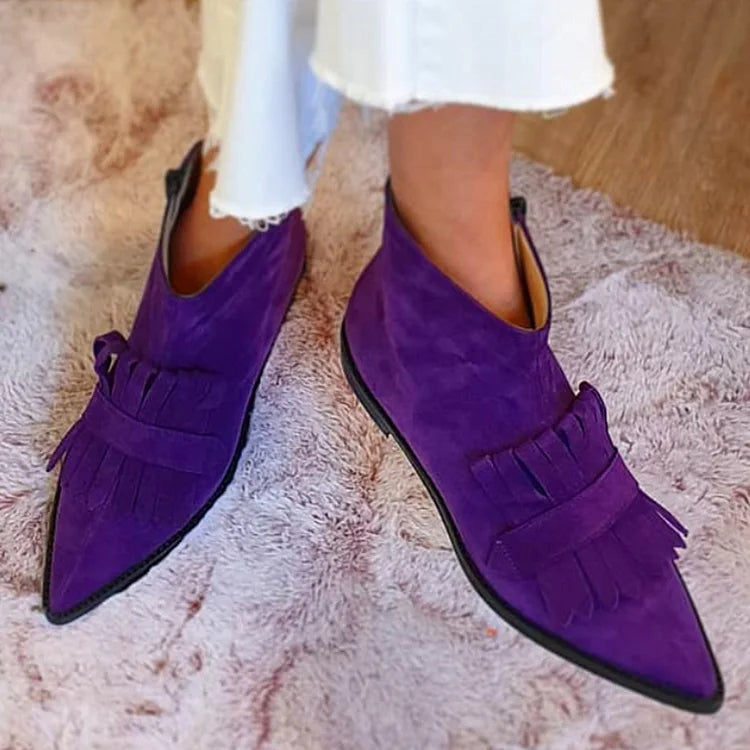 Women's Pointed-Toe Fringe Ankle Boots