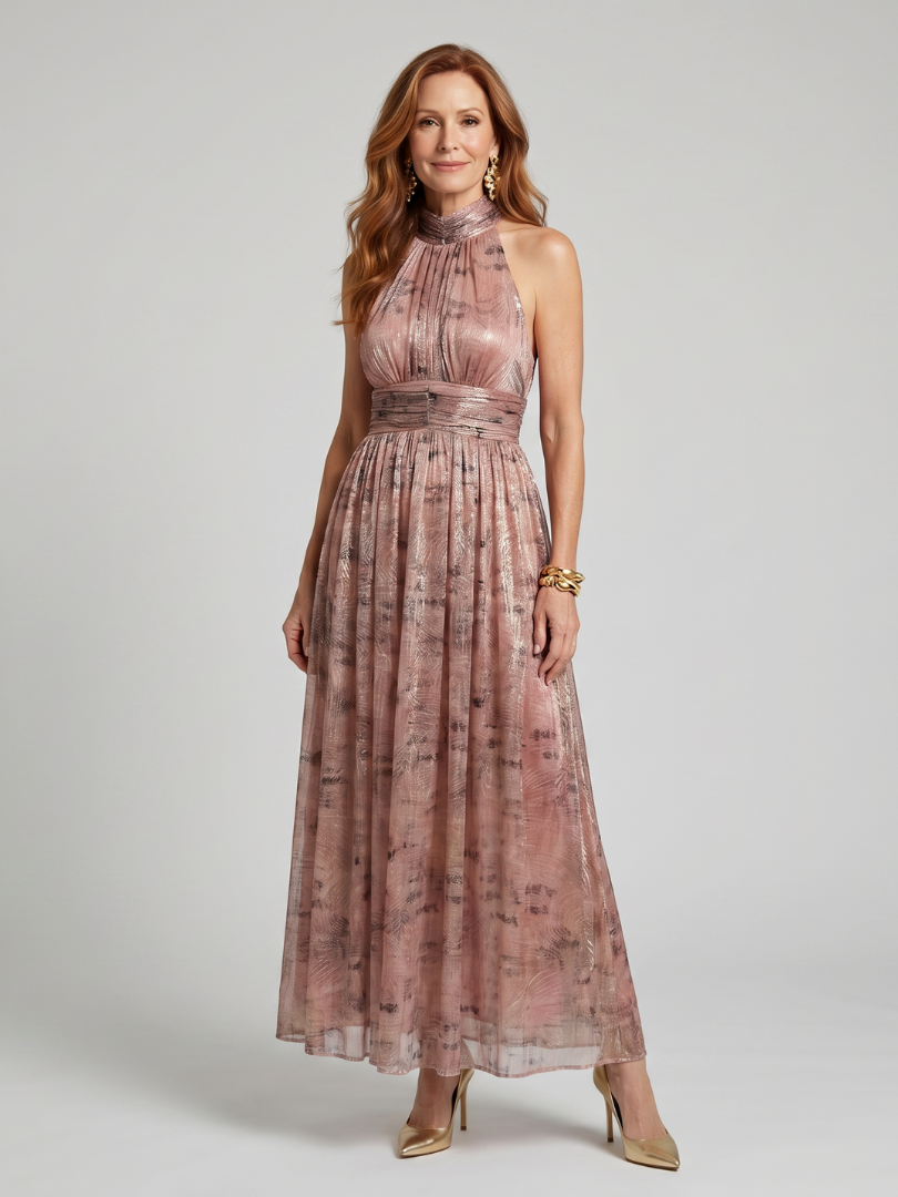 Imogen | Women's Textured Finish Sleeveless Midi Dress