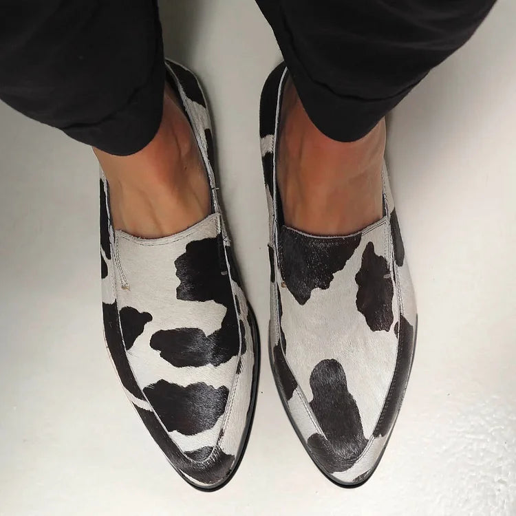 Women's Cushioned Cow Print Slip-ons