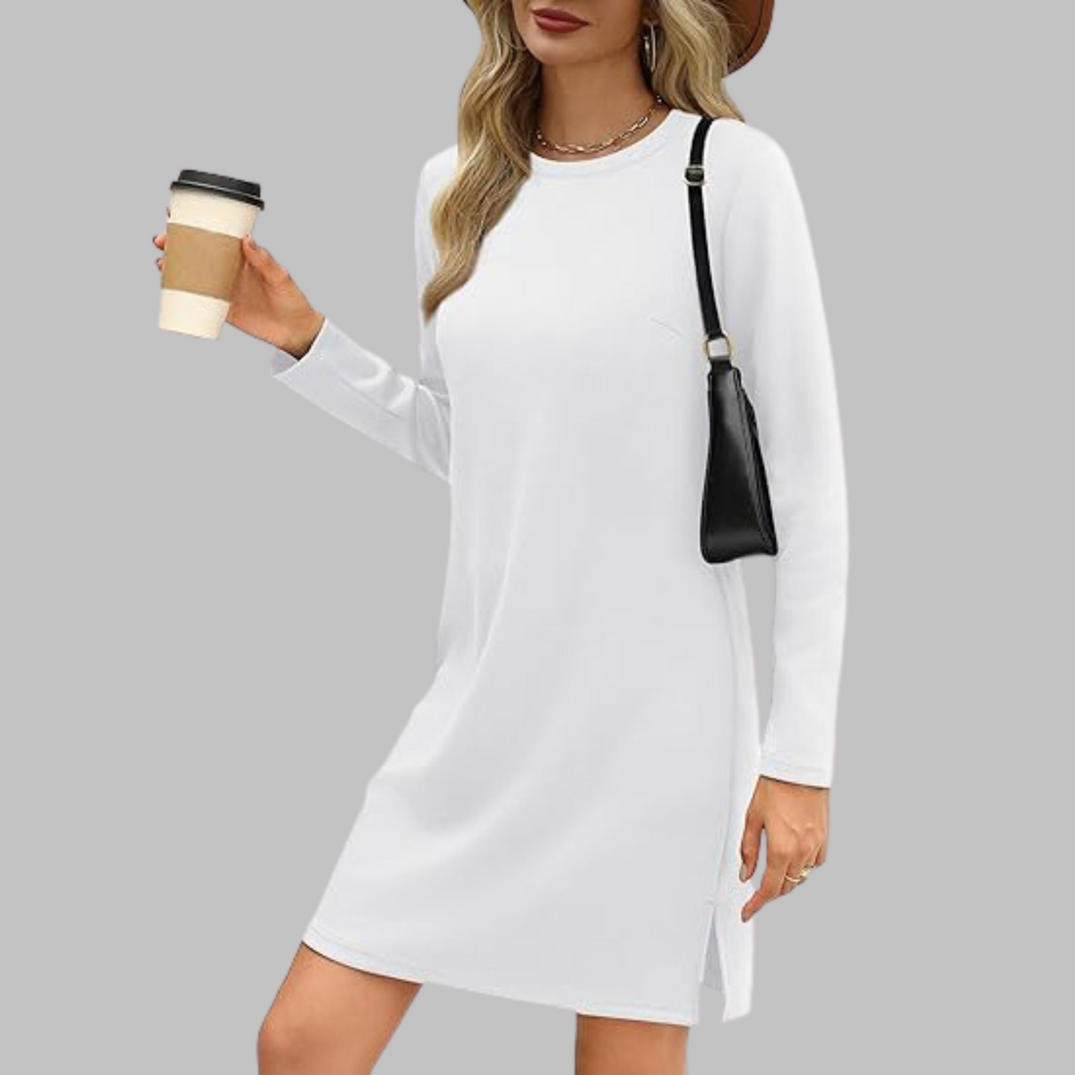 Talia | Women's Casual Long Sleeve Round Neck Mini Dress