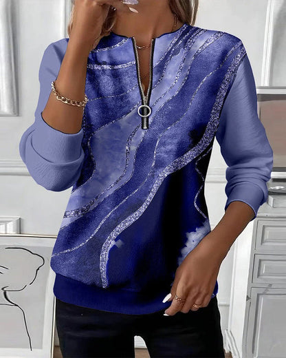 Jonah | Women's Relaxed Printed Vintage Half-Zip Sweatshirt