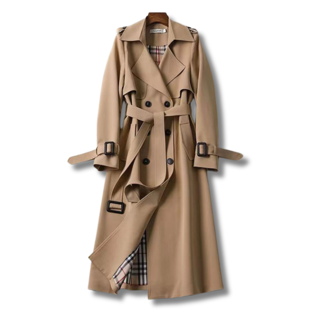 Valentina | Women's Checked Classic Trench Coat with Pockets