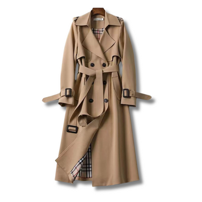 Valentina | Women's Checked Classic Trench Coat with Pockets