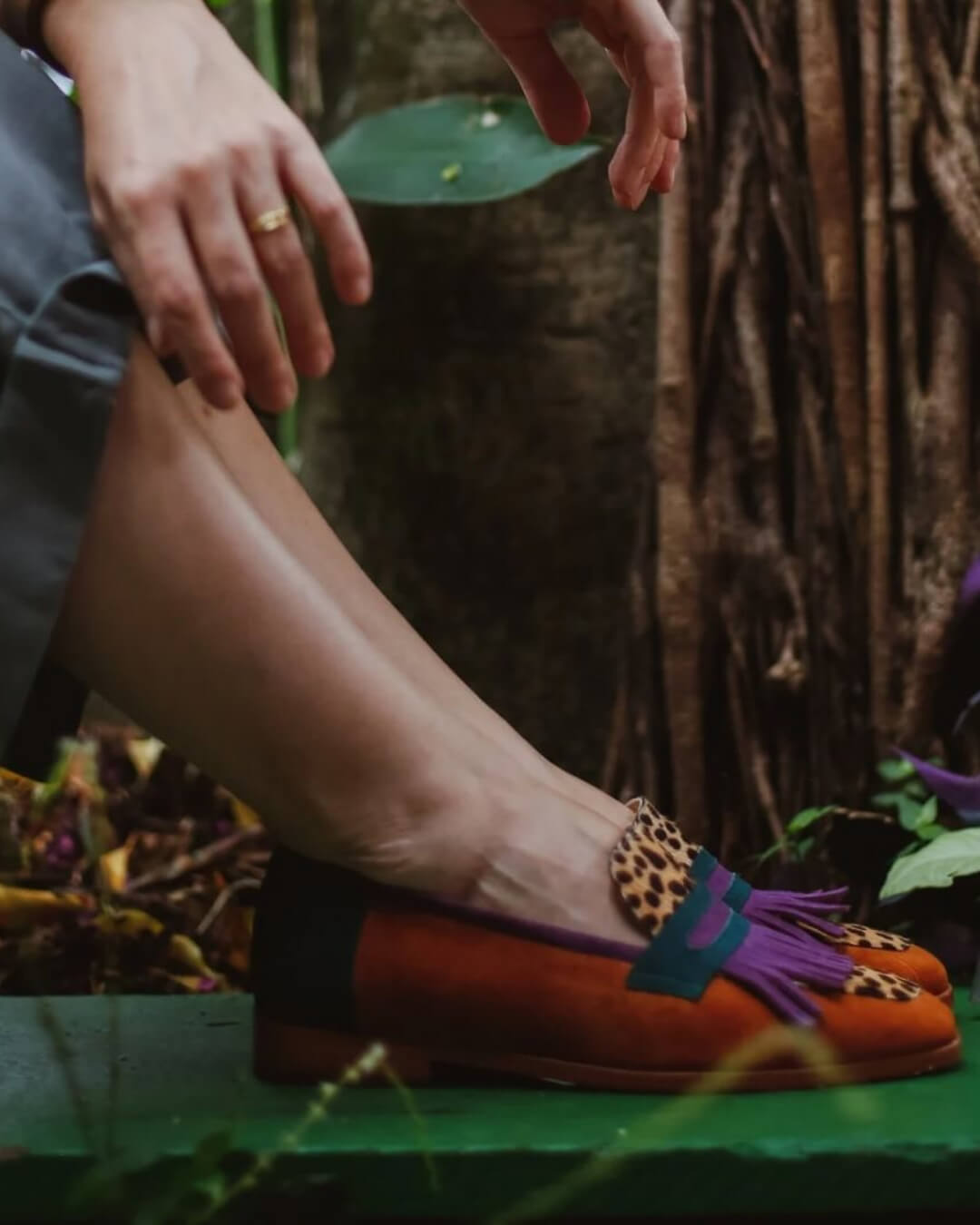 Cushioned Slip-On Loafer With Fringes And Animal Print
