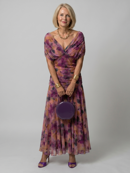 Calen | Women's Elegant Off-Shoulder Midi Dress with Flowing Design