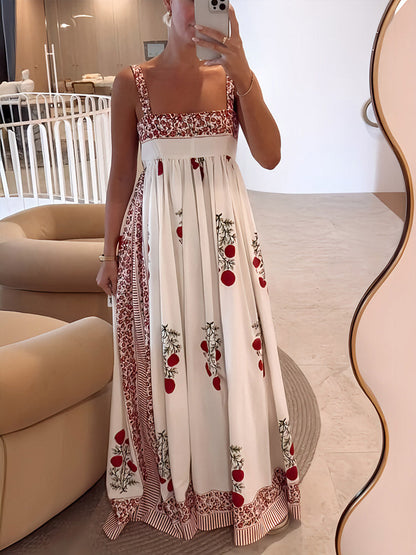 Pink | Women's Elegant Maxi Dress with Square Neck